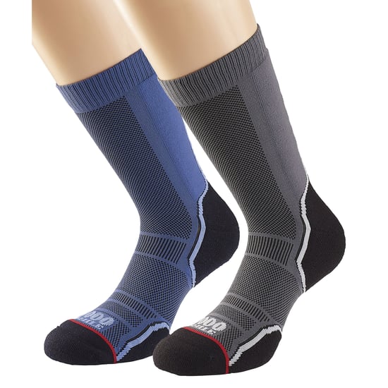 1000 Mile - 2er-Pack Herren Trekking Socken mit einlagigem, atmungsaktivem Merinowolle - Marineblau / Anthrazit - Image 3