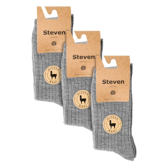3 Paar Multipack Herren Alpaka Wolle Socken | Steven | Winter Thick Warm Boot Socken - Hellgrau - Image 2