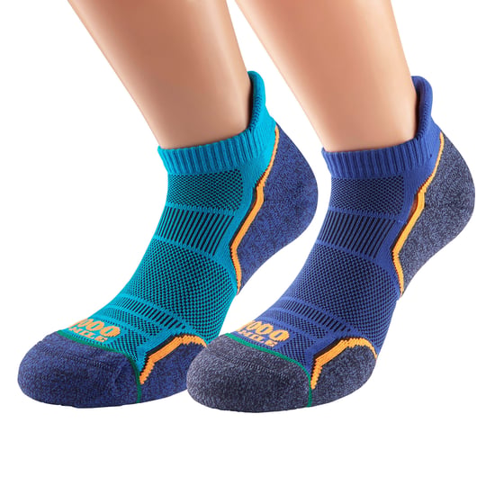 1000 Mile - 2er Pack Herren Einzel-Schicht Weiche Atmungsaktive Laufkurzsocken - Königfischer / Marineblau - Image 3
