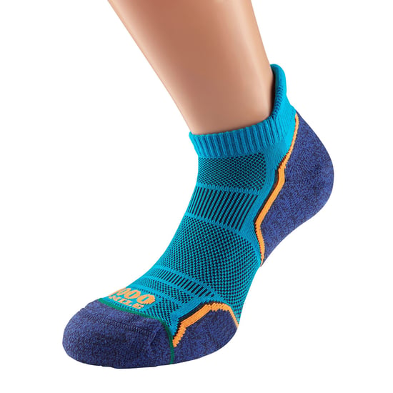1000 Mile - 2er Pack Herren Einzel-Schicht Weiche Atmungsaktive Laufkurzsocken - Königfischer / Marineblau - Image 4