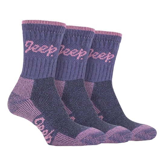 JEEP - 6 Paar Multipack Damen Baumwolle atmungsaktiv gepolstert Wandern Socken | Damen gepolstert Anti Blister Crew Trekking Socken - Lila / Rose - Image 3
