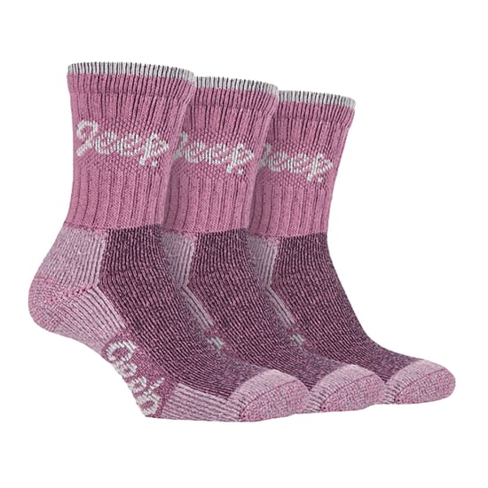 JEEP 6 Paar Multipack Damen Baumwolle atmungsaktive gepolsterte Wandersocken | Gepolsterte Anti-Blister-Crew-Trekkingsocken für Damen Rose / Creme - Image 3