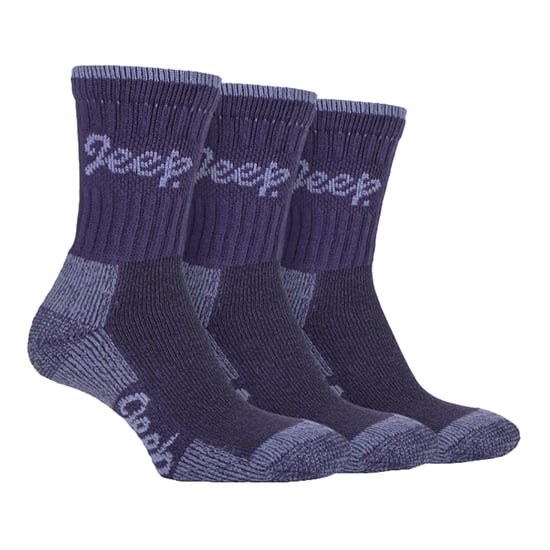 JEEP 6 Paar Multipack Damen Baumwolle atmungsaktive gepolsterte Wandersocken | Gepolsterte Anti-Blister-Crew-Trekkingsocken für Damen Lila / Lila - Image 3