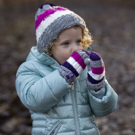 Wärmehalter - Kinder Mädchen Fleece gefüttert gestrickt gestreifte bunte Winter Thermomütze und Fäustlinge Set - SC2P12 - Image 3