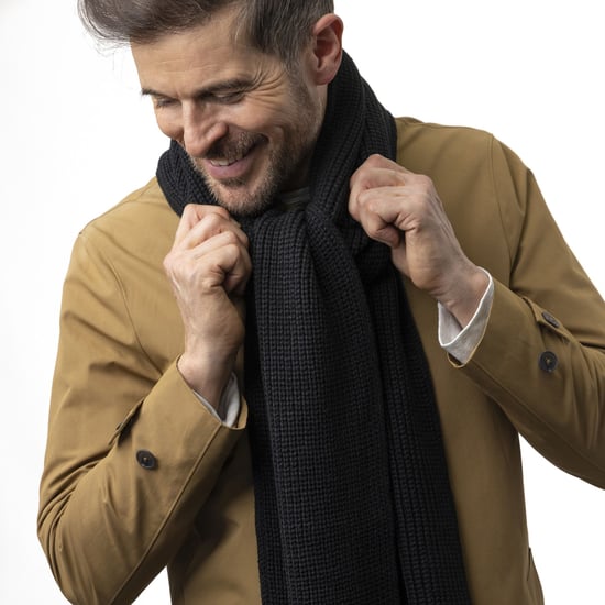 Winddichter Fleece-Winterschal für Herren | Wärmespender | Thermische kuschelige schwarze Schals für kaltes Wetter - Schwarz - Image 4