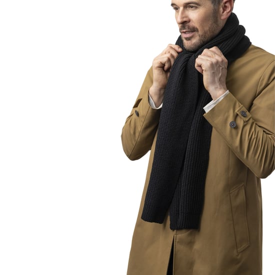 Winddichter Fleece-Winterschal für Herren | Wärmespender | Thermische kuschelige schwarze Schals für kaltes Wetter - Schwarz - Image 5