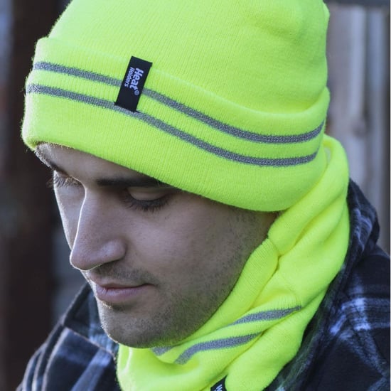 Hi Vis Mütze, Halswärmer & Handschuhe Set | Wärmehalter | Reflektierende Arbeitskleidung Set für extrem kaltes Wetter - Gelb - Image 5