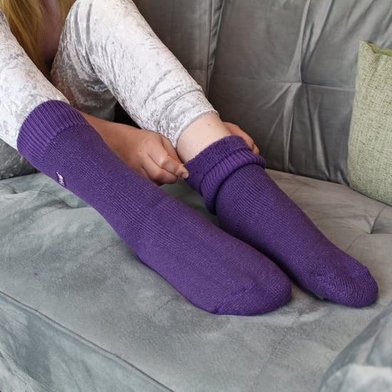 3 Paar Multipack Kinder Thermosocken | THMO | Gerippte weiche Oberseite Fleece Flauschige Innenseite Warme Socken für Jungen & Mädchen - Lila - Image 3