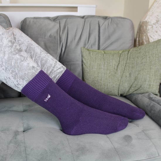 3 Paar Multipack Kinder Thermosocken | THMO | Gerippte weiche Oberseite Fleece Flauschige Innenseite Warme Socken für Jungen & Mädchen - Lila - Image 4