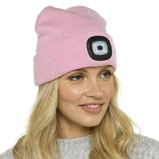 Damen Led Beanie Hut | Damen gestrickt wiederaufladbare Beanie | Winter Beanie mit Stirnlampe - Grau - Image 3