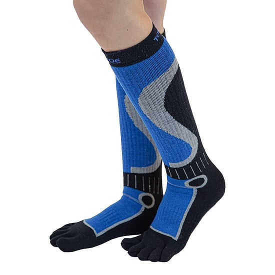 TOETOE - Herren- und Damen-Sport-Kompressionskniestrümpfe mit Feuchtigkeitsregulation - Schwarz & Blau - Image 3