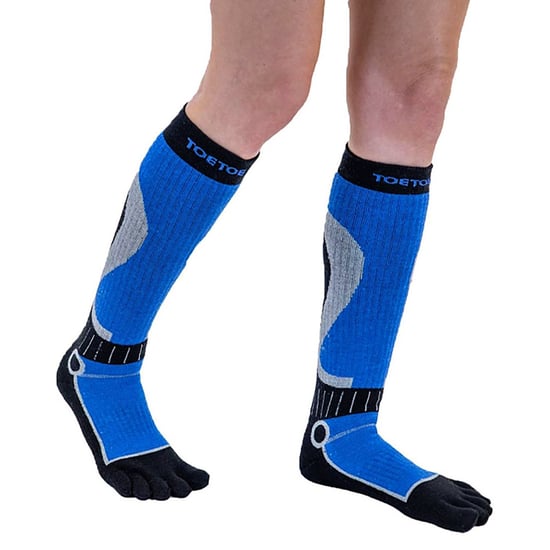 TOETOE - Herren- und Damen-Sport-Kompressionskniestrümpfe mit Feuchtigkeitsregulation - Schwarz & Blau - Image 4
