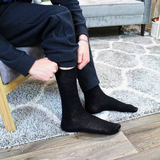 Herren Wolle Diabetiker Socken in Schwarz | Dr.Socks | Extra breite gerippte nahtlose Merino-Wolle Socken - Schwarz - Image 3