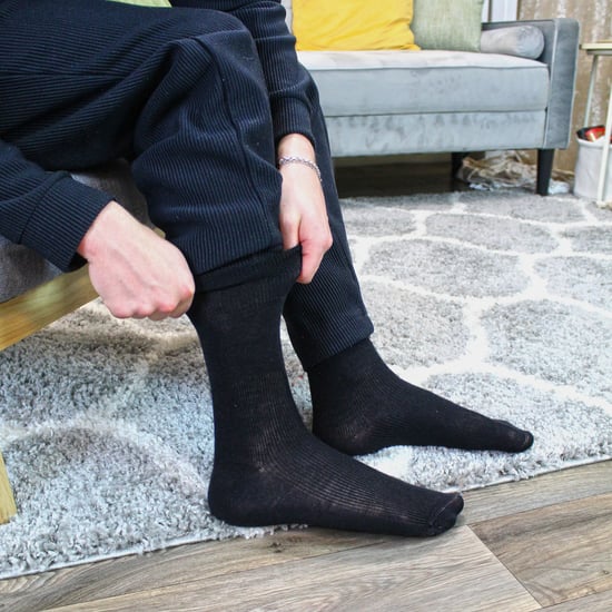 Herren Wolle Diabetiker Socken in Schwarz | Dr.Socks | Extra breite gerippte nahtlose Merino-Wolle Socken - Schwarz - Image 5