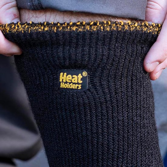 Mens Long Thermal Work Socks | Heat Holders | Thick Knee High Heavy Duty Socks | Boot Socks for Winter - Black - Image 4