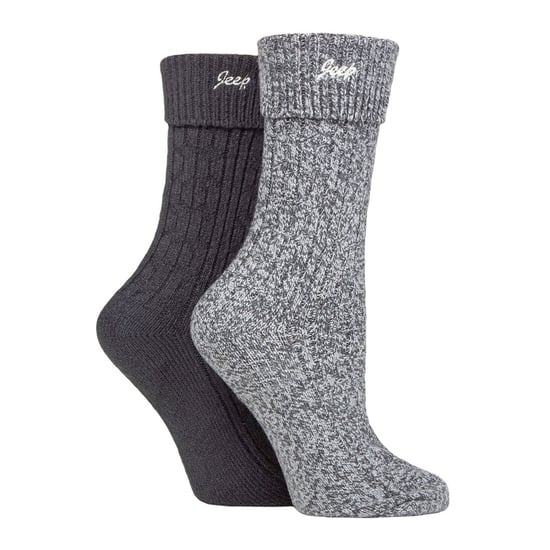 Damen Turn Cuff Socken | Jeep | Walking Boot Socken Frauen, Komfortable Performance Polyester Socken - Charcoal / Slate - Image 3