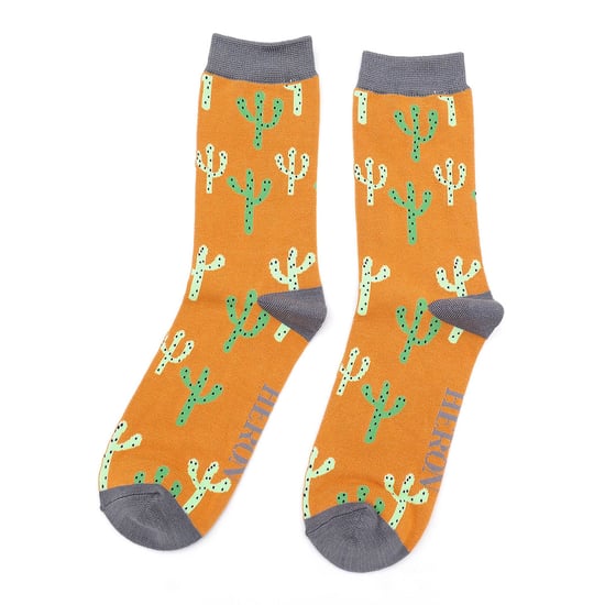 Herren Kaktus Socken | Herr Heron | Neuheit bunte lustige Pflanze gedruckt Bambus Socken | Fancy Weihnachtsgeschenk für ihn - Kaktus (Senf) - Image 3