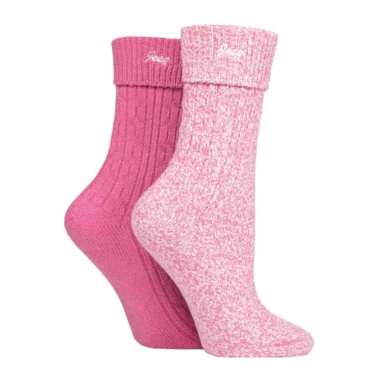 Ladies Turn Cuff Socks | Jeep | Walking Boot Socks Women, Komfortable Performance Polyester Socken - Cerise / Cream - Image 3