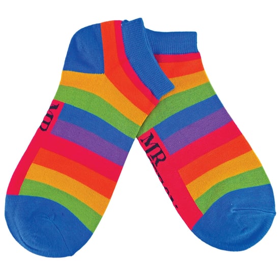Herren Bambus Regenbogen Trainer Socken | Herr Heron | bunt gestreift No Show Socken - Regenbogen - Image 3