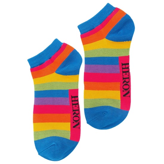 Herren Bambus Regenbogen Trainer Socken | Herr Heron | bunt gestreift No Show Socken - Regenbogen - Image 4