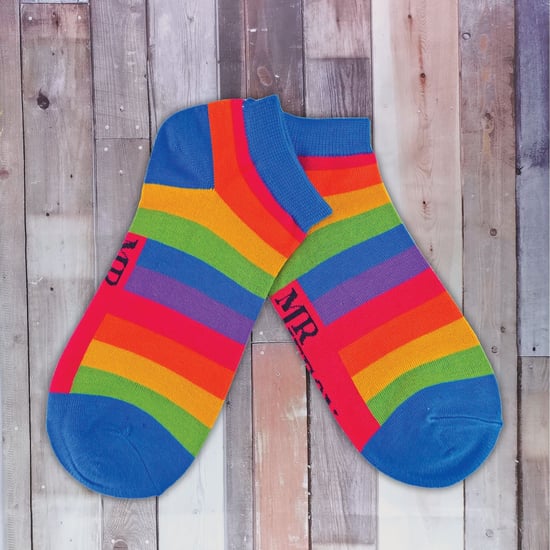Herren Bambus Regenbogen Trainer Socken | Herr Heron | bunt gestreift No Show Socken - Regenbogen - Image 5