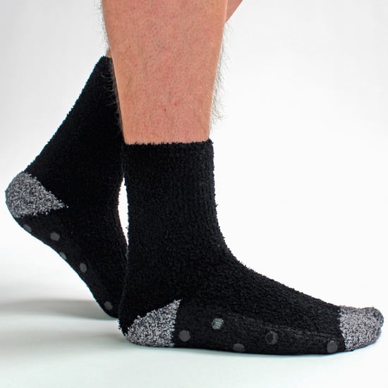 4 Paar Herren Bettsocken |Thermal Anti Slip Fuzzy Slipper Socken - Schwarz / Orange Stripe - Image 3