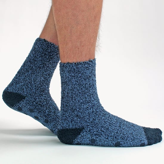 4 Paar Herren Bettsocken |Thermal Anti-Rutsch Fuzzy Slipper Socken - Grau / Blau - Image 3