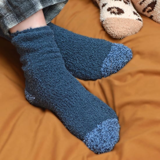 4 Paar Herren Bettsocken |Thermal Anti-Rutsch Fuzzy Slipper Socken - Grau / Blau - Image 5
