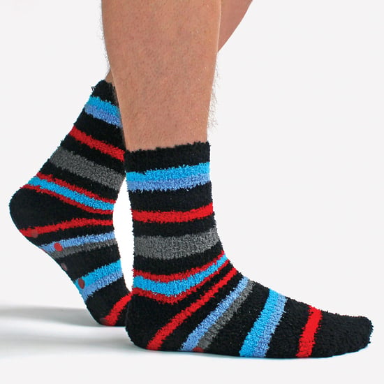 4 Paar Herren Bettsocken |Thermal Anti-Rutsch Fuzzy Slipper Socken - Blau / Rot gestreift - Image 3
