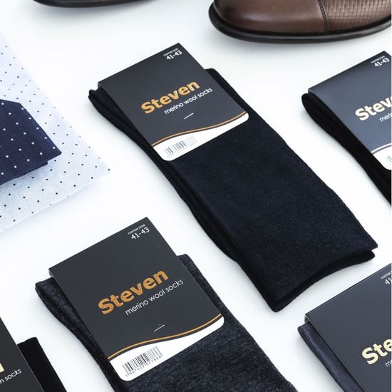 Herren Merinowolle Socken | Steven | Warme gestrickte gerippte Kleid Socken - Navy - Image 4