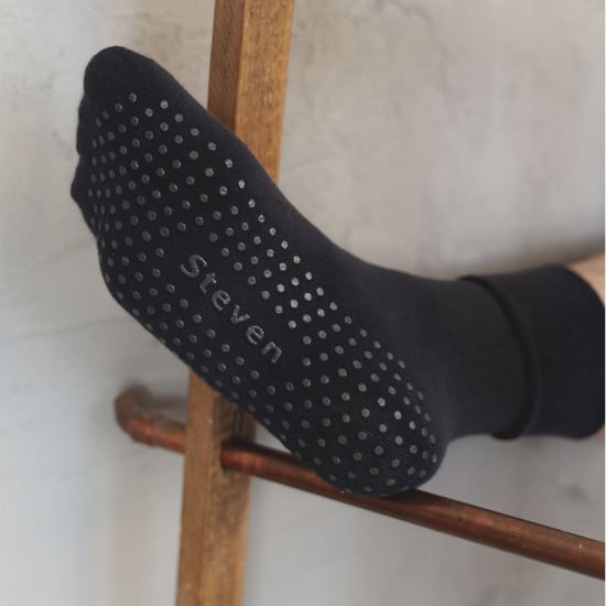 Herren-Slipper-Socken aus Baumwolle | Steven | Casual Plain Socks with Grippers - Schwarz - Image 3