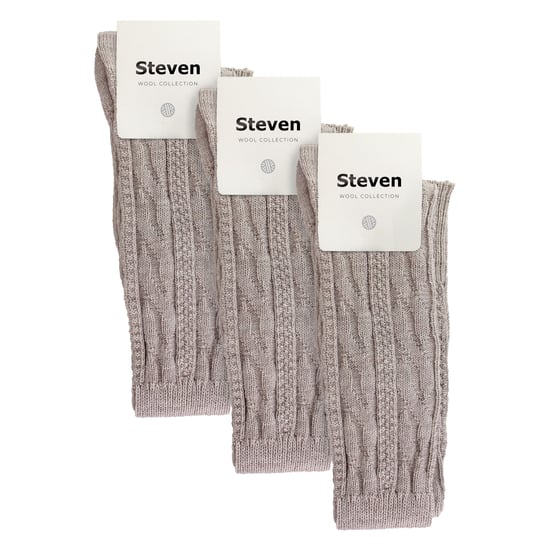 3 Paar Overknee-Wollsocken für Damen | Steven | Damen Extra lange Wollsocken Beige - Image 2
