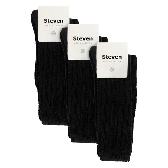 3 Paar Overknee-Wollsocken für Damen | Steven | Damen Extra lange Wollsocken Schwarz - Image 2
