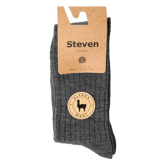 Herren Socken aus Alpaka-Wolle für den Winter | Steven | Gestrickte Crew Stiefelsocken - Grau - Image 2