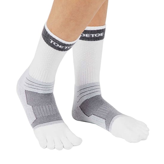 TOETOE - Herren- und Damen-Tennis Atmungsaktive Gepolsterte Knöchel Sport Zehensocken - Weiß & Grau - Image 3