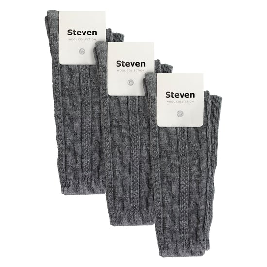 3 Paar Overknee-Wollsocken für Damen | Steven | Damen Extra lange Wollsocken Grau - Image 2
