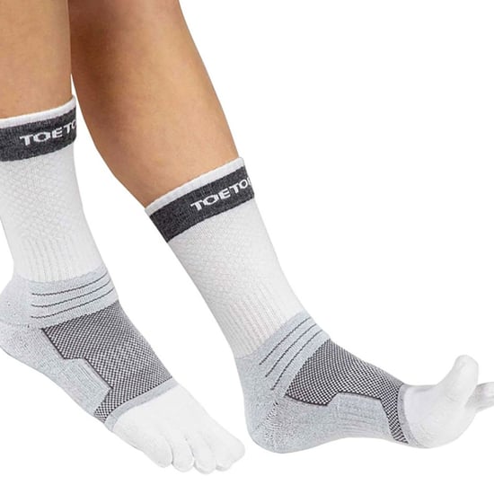 TOETOE - Herren- und Damen-Tennis Atmungsaktive Gepolsterte Knöchel Sport Zehensocken - Weiß & Grau - Image 4