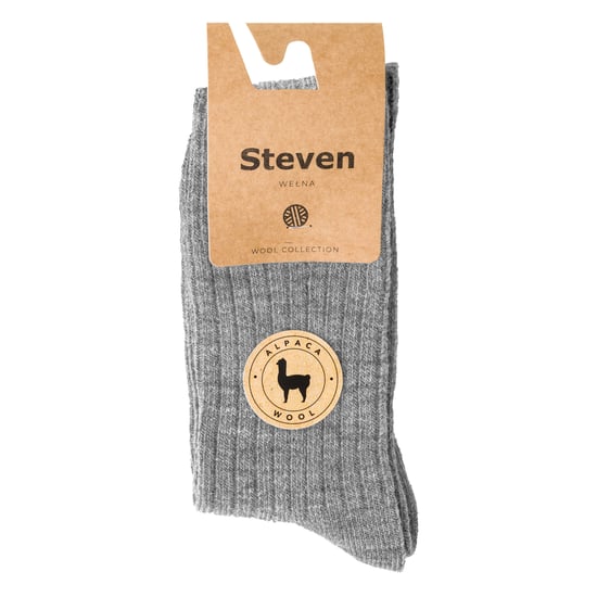 Herren Alpaka Wolle Socken für Winter | Steven | Gestrickte Crew Boot Socken - Hellgrau - Image 2