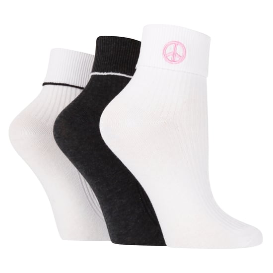 6 Paar Damen Lounge Turn Cuff Socken | Wildfeet | Knöchel stricken bestickte Socken - Frieden - Image 3