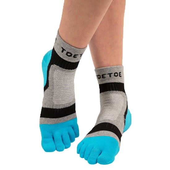 TOETOE - Herren & Damen Atmungsaktive Sportleichte Laufsocken mit niedrigem Schnitt für Zehen - Blau - Image 4