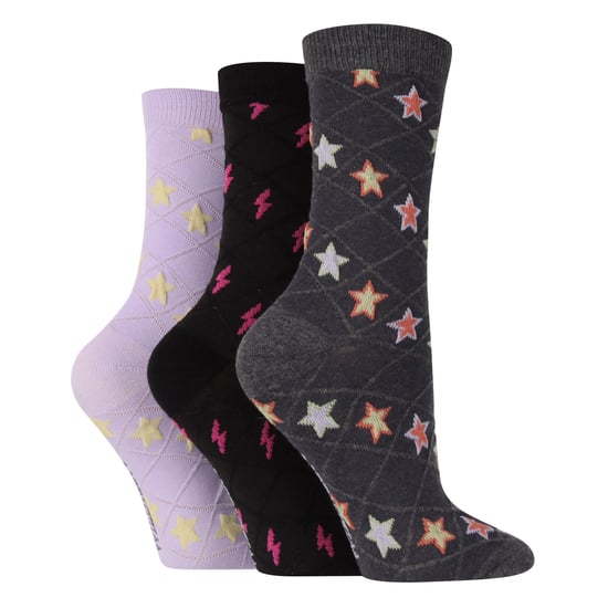 6 Paar Multipack Damen Herbst Socken | Wildfeet | Cute Novelty Design gestrickt Boot Socken - Sterne - Image 3
