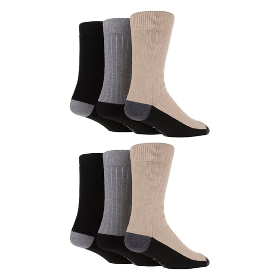 6er-Pack Herren-Stiefelsocken | Wildfeet | Baumwollsocken zum Wandern, Spazierengehen & Laufen - Schwarz / Grau / Beige - Image 3