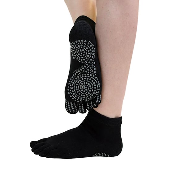 TOETOE - Herren- und Damen-Yoga-/Pilates-Socken mit Anti-Rutsch, feuchtigkeitsableitend, knöcheltief - Schwarz - Image 3