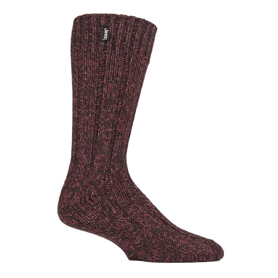 Herren Wolle Wandern Socken | Jeep | Knit Ribbed Design gepolstert Boot Socken für Trekking, Laufen, Wandern - Brown / Berry - Image 3