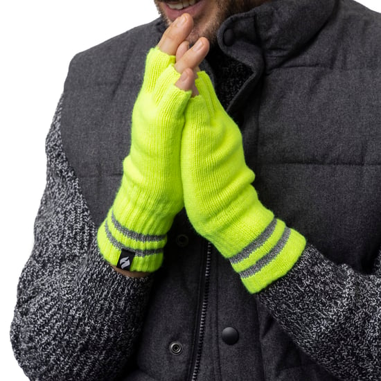 Herren gestrickt fingerlose reflektierende Handschuhe für Winter | Wärmehalter | Thermal Hi Viz Arbeitshandschuhe - gelb - Image 3