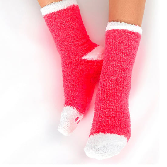 4 Paar Damen Bettsocken mit Grips| Thermische Anti-Rutsch flauschige Hausschuhe - Animal Print - Image 5