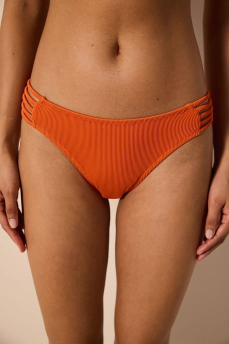 Penti Texturierte Ripp-Bikinihose, mittlere Taille - Orange - Image 1