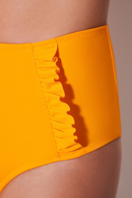Hochtaillierte Hipster-Bikini-Hosen mit Rüschensaum - Image 3