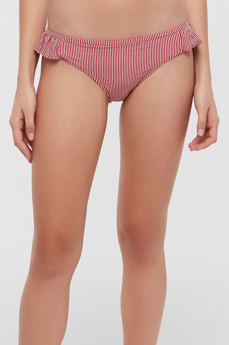 Gestreifte Mid-Waist Rüschen-Hipster-Bikiniunterteile - Image 2