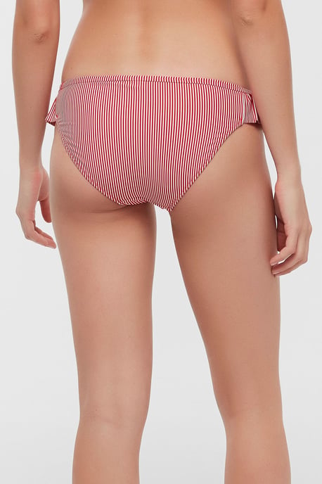 Gestreifte Mid-Waist Rüschen-Hipster-Bikiniunterteile - Image 3
